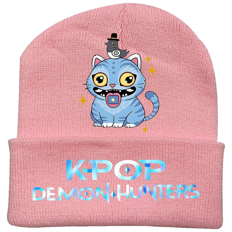 K Pop Dämonenjäger Cartoon Buchstaben Print Strickmützen Herbst Winter Erwachsene Outdoor Warme Mütze