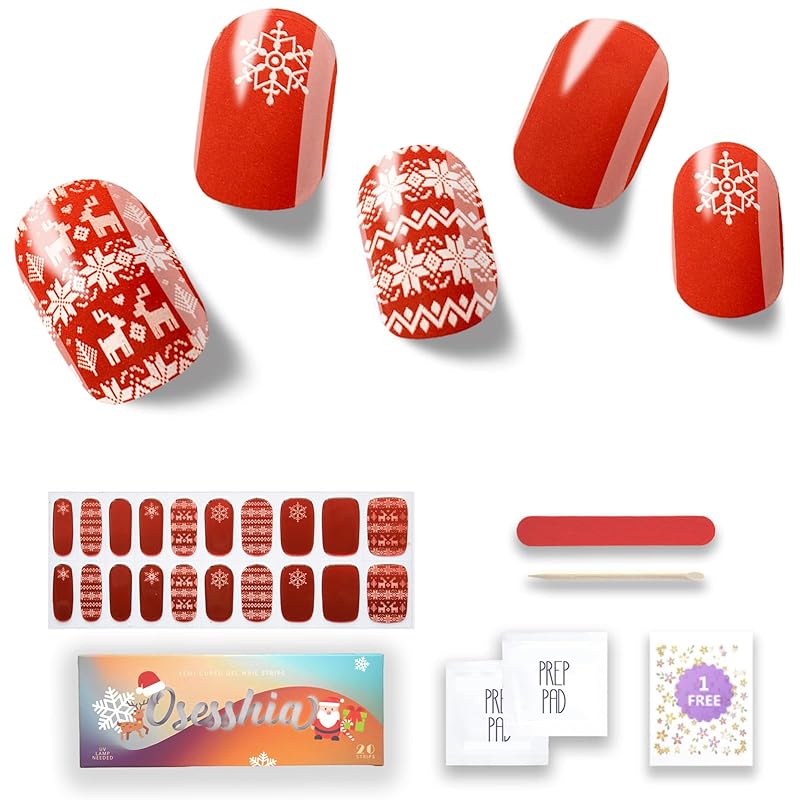 Semi Cured Gel Nail Strips, 20 pcs Nail Wraps, Glaze Gel Nail Stickers, Salon Quality French Manicure, Full Decal Gel Polish Strips, Long Lasting