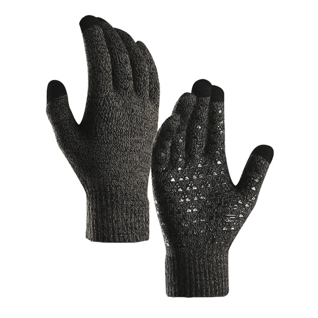 

(радость выбирать)Зимние перчатки для мужчин и женщин, вязаные противоскользящие эластичные манжеты, ветрозащитные, теплые One size армия зеленый