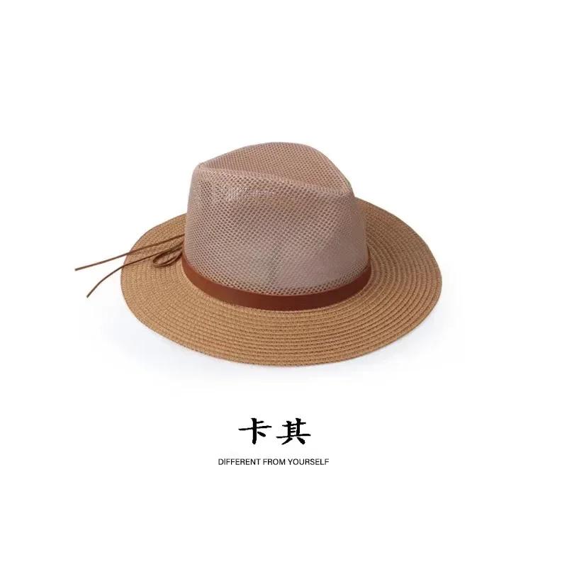 

2025 New Natural Panama Soft Shaped Straw Hat Summer Women/Men Wide Brim Beach Sun Cap UV Protection Fedora Hat 56-58 cm хаки