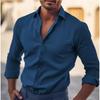 Herren Schlank geschnitten Einfarbig Langarm Vintage Lässig Business Hemd