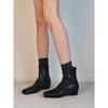 Sheepskin Version~ French Retro Square Head Inner Height Increase Thin Boots Women's Fashion Simple Black Versatile Short Boots Martin Boots