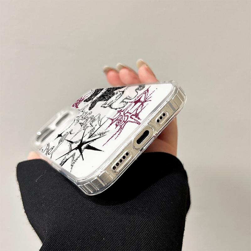 Cool Graffiti Cat Wireless Charging Case for iPhone 17 Air 16 E 15 14 Plus 13 12 Mini 11 Pro Max Transparent Silicone Edge Cover