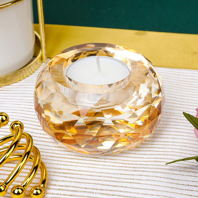 K9 Crystal Glass Tealight Candle Holder Geometric Faces Crystal Ball Clear Candlesticks Candlelight Dinner Romantic Decoration