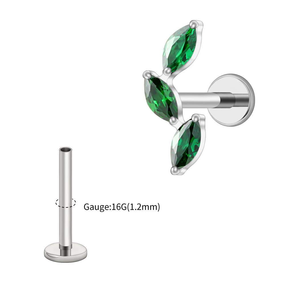 Rechter Grand ASTM F136 Titan Dreifach Marquise Labret Stud 16G CZ Cluster Climber Knorpelohrring Tragus Helix Ohrpiercing