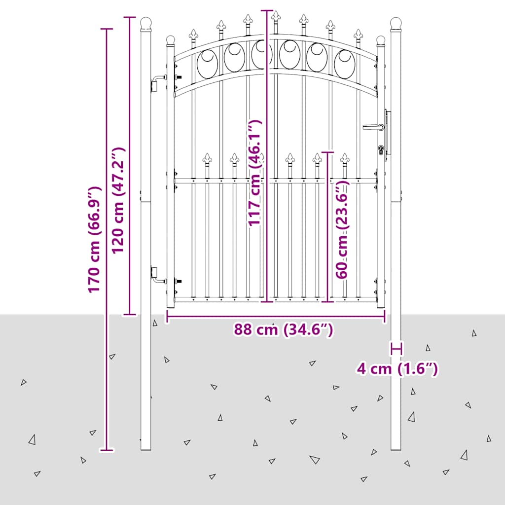 Fence Gate EMMEN with Spikes Steel 104 x 117 cm Green
