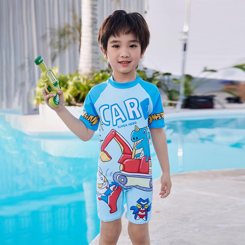 

Детский быстросохнущий купальник с изображением строительной техники 2025: Слитный купальник для малышей + мальчиков, от маленького до среднего S