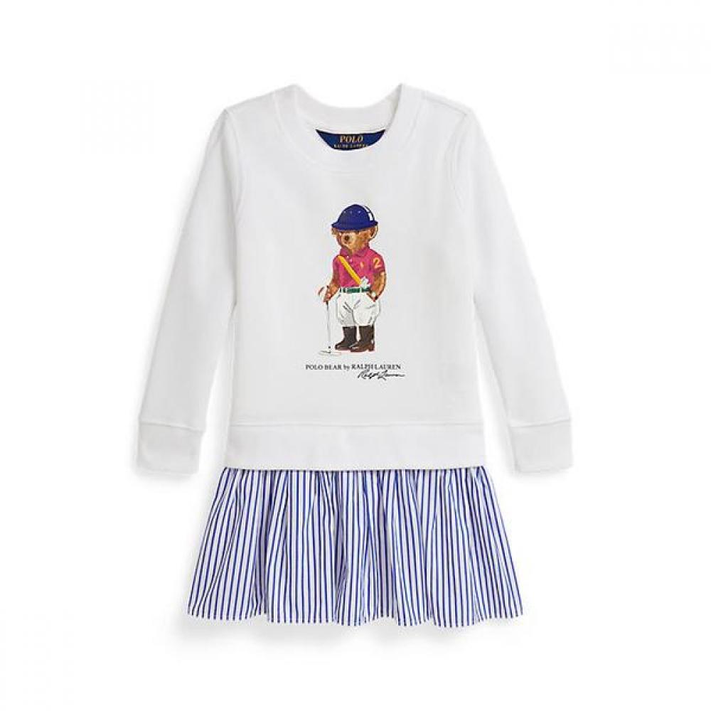 Polo Ralph Lauren Girls 2 6 Polo Bear Stripe Fleece Dress 5