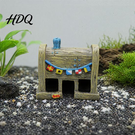 Shrimp Tank Decor Pineapple House Fish Decor Resin Cartoon Aquarium Ornament