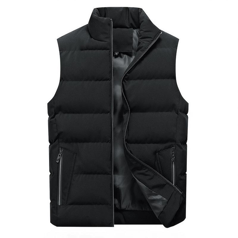 Autumn and winter new men's casual vest solid color stand-up collar vest warm vest jacket men's large size cotton vest