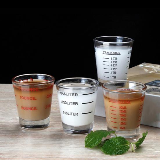 Shot Glass Measuring Cups Espresso Jigger with Scale Heavy Glass Cups for Kitchen Bar Accessories Baking Cooking