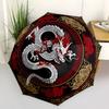 Chinese Dragon Yin Yang Symbol Circular Art PrintUmbrella with Cute Design, Portable 3-Fold Compact Umbrella for Men & Women, Valentine's Day Mother's