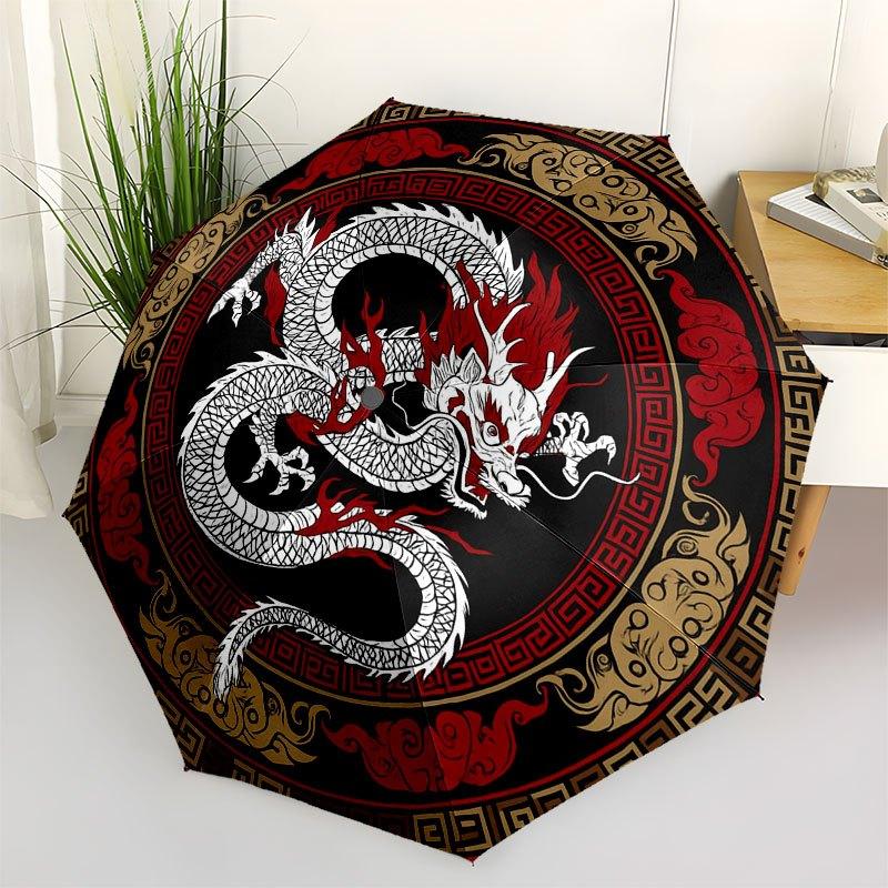 

Chinese Dragon Yin Yang Symbol Circular Art PrintUmbrella with Cute Design, Portable 3-Fold Compact Umbrella for Men & Women, Valentine s Day Mother s