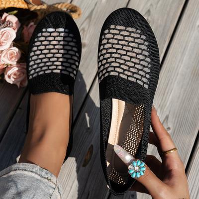 Außenhandel Mode Übergröße Einzelne Schuhe Damen 25 neu runde Zehenpartie flache Sohle bequem und leicht Farbabstimmung gestrickte Ein-Pedal-Slipper