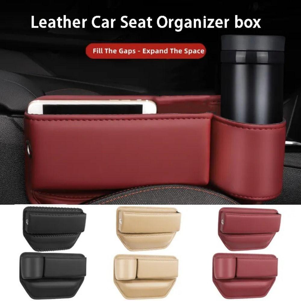 Leather Car Seat Storage Box Cup Holder Car Seat Gap Filler  Phones Container