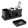 Bathroom Accessories Set Bath Ensemble Set with Toothbrush Holder Cup Lotion Bottles Soap Dish Tray