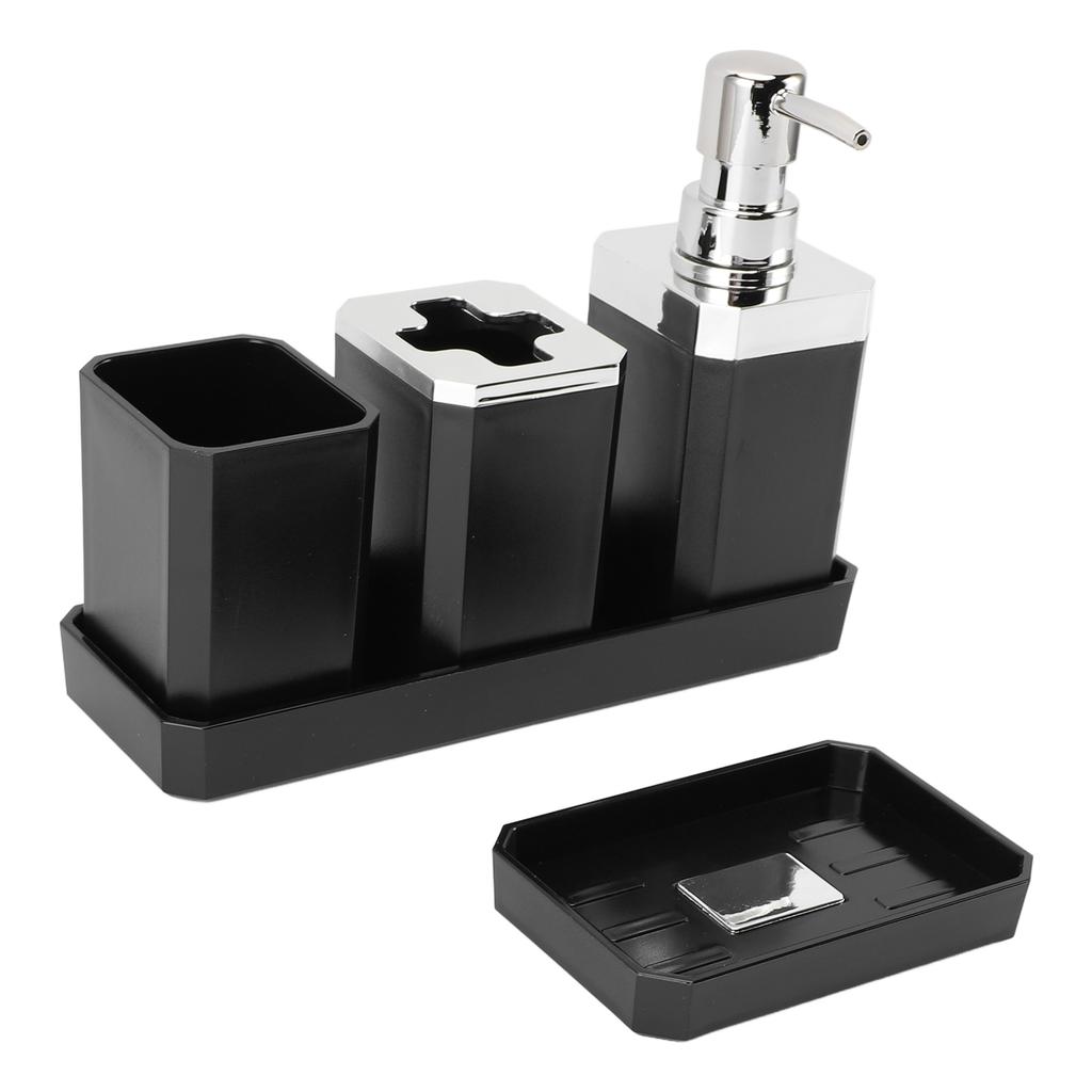 Bathroom Accessories Set Bath Ensemble Set with Toothbrush Holder Cup Lotion Bottles Soap Dish Tray