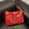 Ielgy Large-Capacity Soft Leather Tote Bag Sweet Cool Hot Girl Motorcycle Bag Portable Classy Fashion One-Shoulder Messen