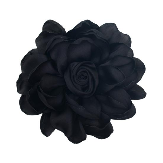 Fabric Flower Satin Rose with Flat Back Handcrafted Blooms Hat Clothes Hair Tie Accessories for DIY Craft Corsage Hairpin Brooch Headband