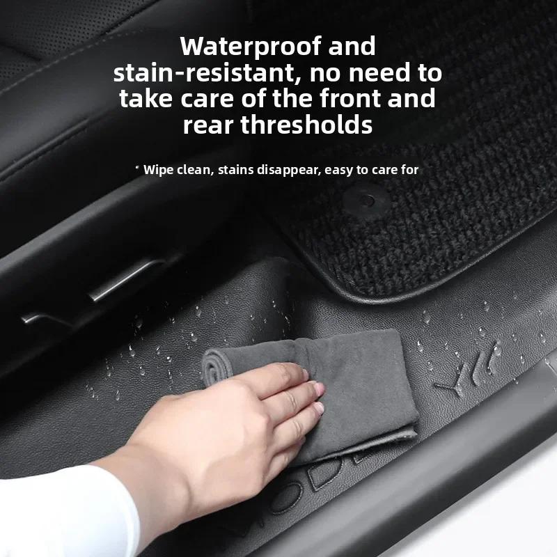 QRZL4 For Tesla Model YL 6-seater Threshold Protection Strip TPE Anti Kick Welcome Pedal Interior Accessor Car Sticker