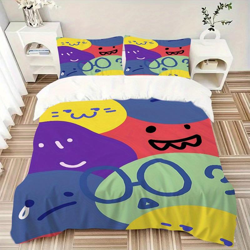 3pcs Colorful Faces Bedding Set, Breathable and Soft, Suitable for All Seasons, Ideal for Home Use, Suitable for Bedroom Decor yy250821226