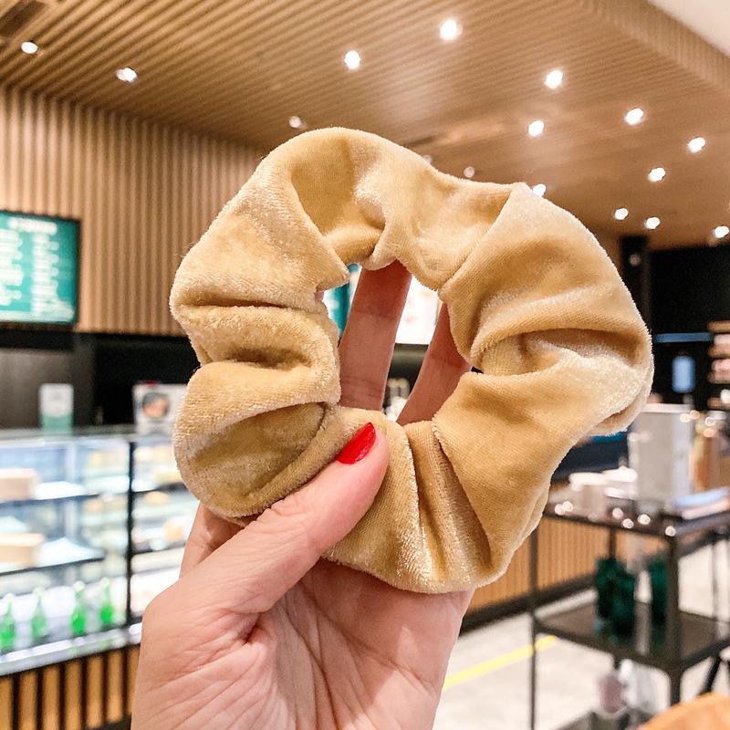 French Retro Gold Velvet Plush Hair Ring for Autumn/Winter