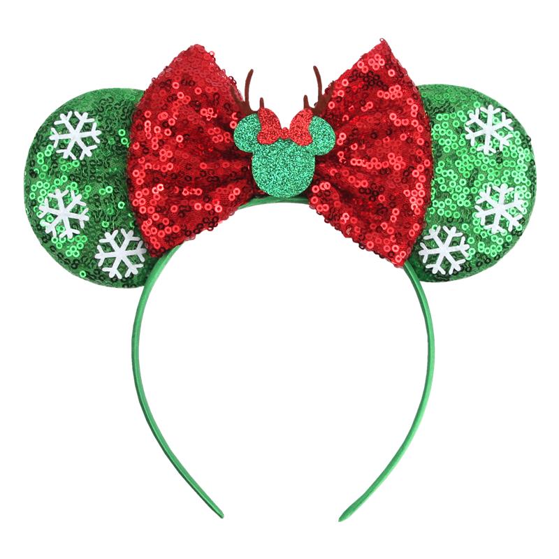 Neues Weihnachts-Mausohren-Stirnband für Mädchen Einheitsgröße Pailletten Schleife Haarband Festival Party DIY Haarschmuck Boutique
