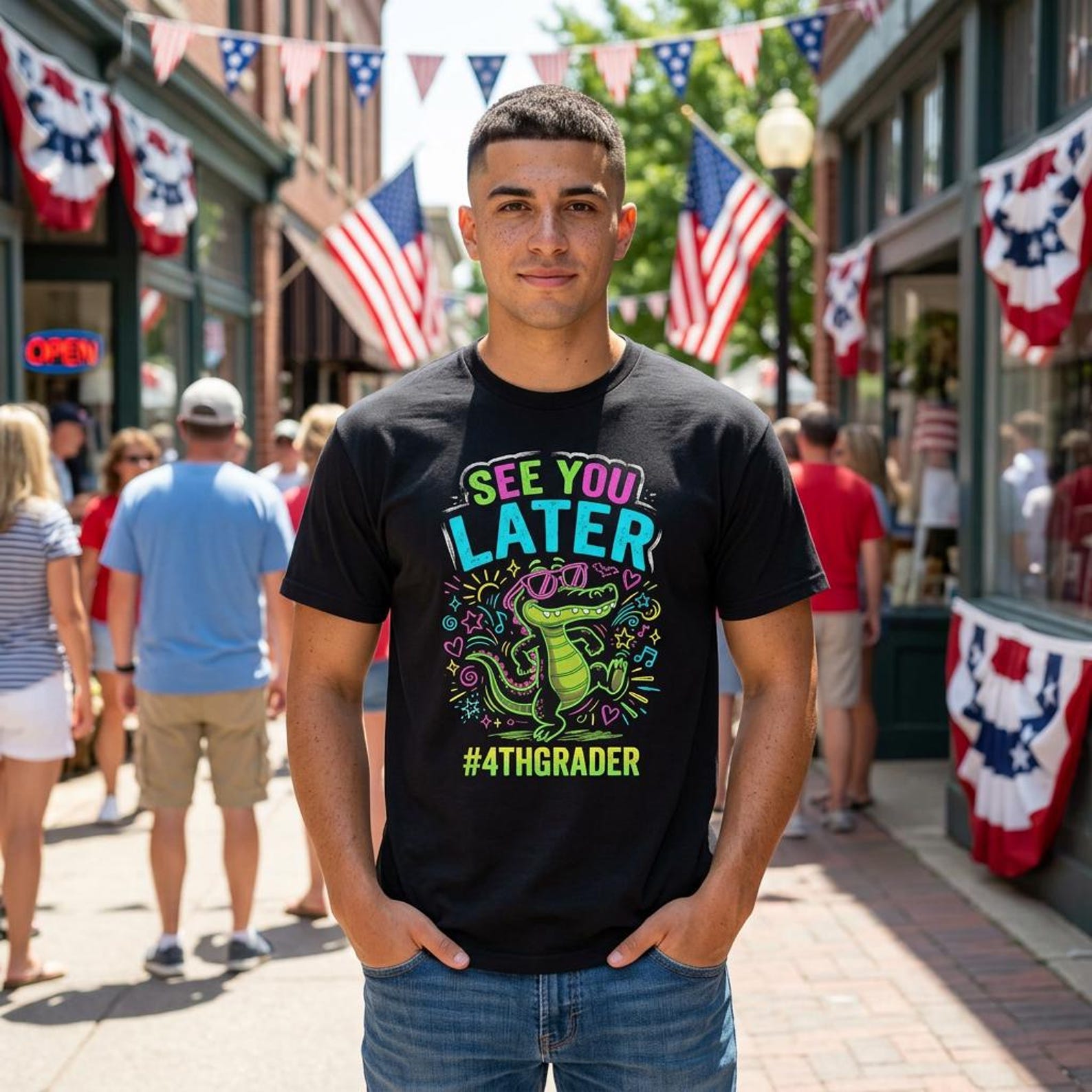 See You Later Alligator 4th Grader T-Shirt; End Of School 4th Grade Summer Tee; Funny Boys Kids Alligator Top 3XL