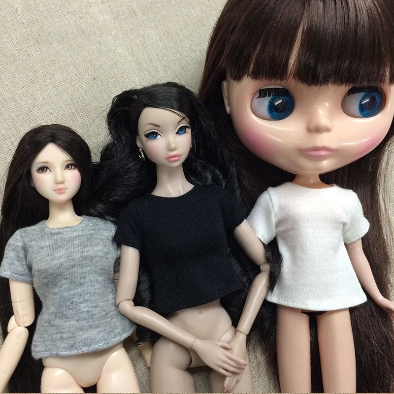 Pure Color Doll T-shirt for Blythe Doll Clothes Base Shirt Top Clothes For Azone Momoko Doll Clothes 1/6 Doll Accessories
