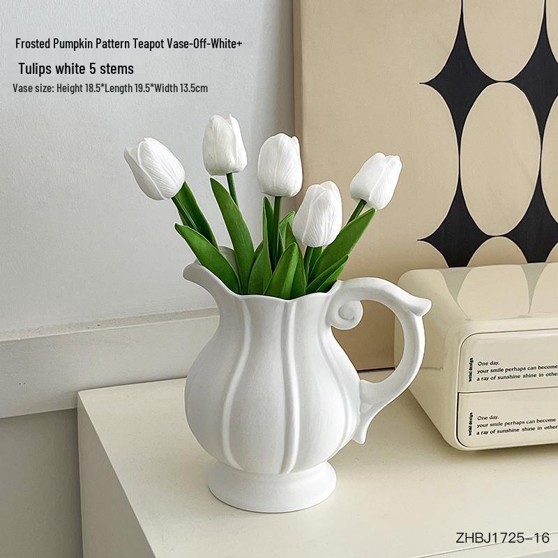 Keramisk vas i Wabi-Sabi-stil för blommor: Prydnad för vardagsrum för hydroponiska arrangemang och vattenutställningar med färska blommor