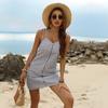 Button Vertical Stripe Sexy V-neck Women's Summer New Skirt Suspender Dress