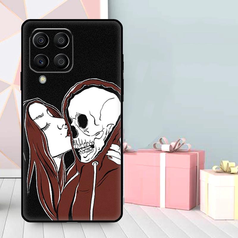 Skeleton Skull Kiss Case For Samsung Galaxy M16 M31 M21 M13 M33 M53 M15 M35 M55 M36 M56 M12 M32 M52 M14 M34 M54