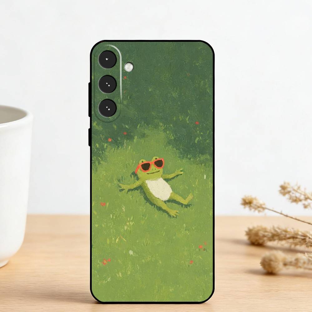 H-Happy Little Frog Phone Case For Samsung Galaxy A73,A72,A71,A70,A53,A52,A51,Others Soft Black Cover