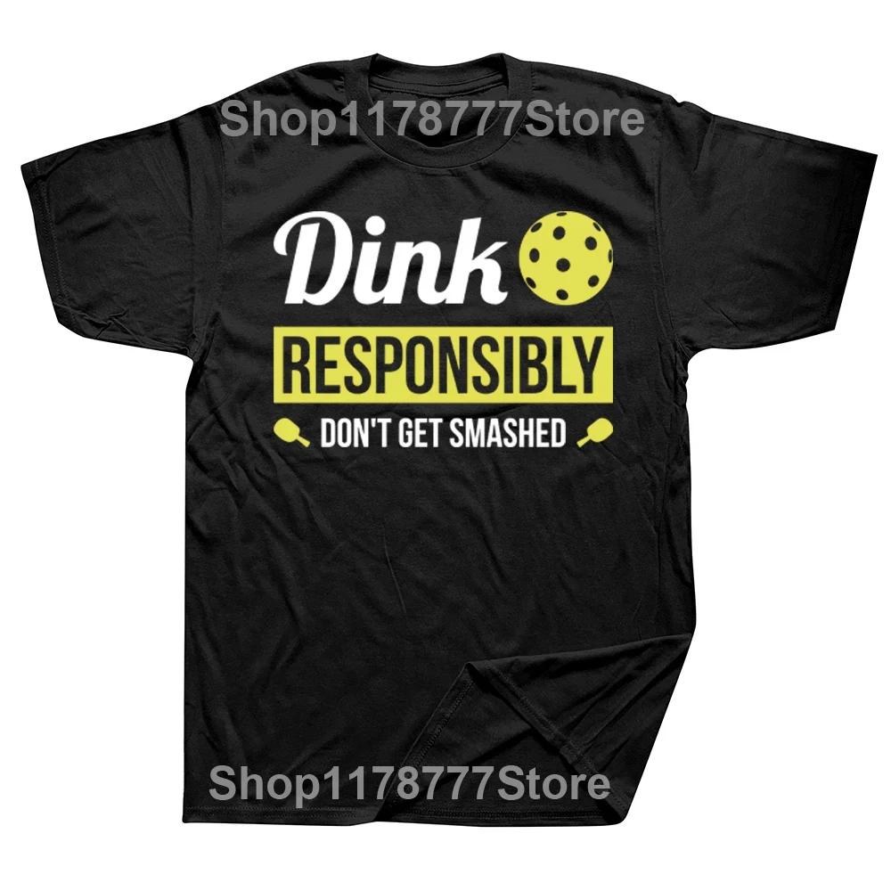 

Vintage Dink Responsibly Funny Pickleball TShirts for Men Round Neck Cotton T Shirts Short Sleeve Tees Gift Idea Clothing 4XL