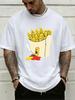 Royal Blue Unisexs Short Sleeve Top Funny Dead Fry With Ketchup Fork Comic Print Loose Fit Cotton Teen Daily Streetwear Tee