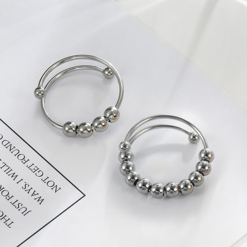 Edelstahl drehbare Perlen Angstringe Offen Stressabbau Fidget Ringe Für Frauen Männer Mode Schmuck Geburtstagsgeschenk
