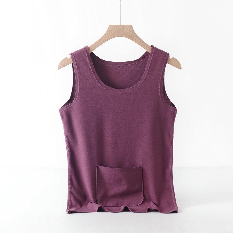 Women’s Double Pocket Warm Vest, Velvet Heating, Plus Thickened, Cold-Proof Inner Shirt for Autumn/Winter
