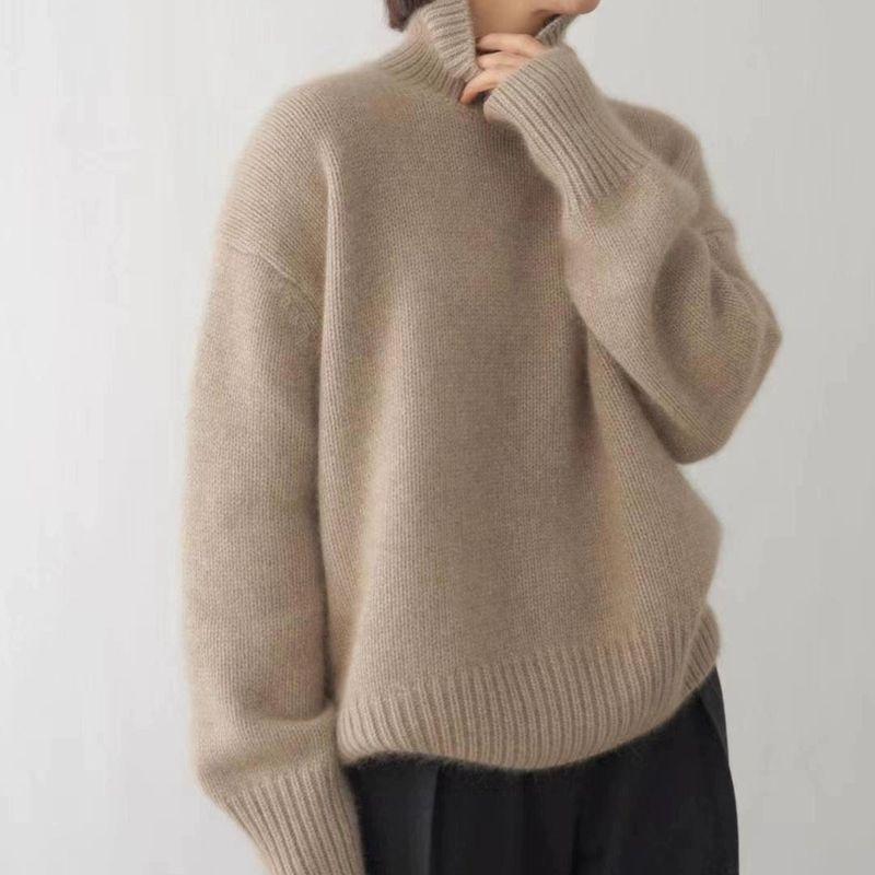 Women's Sweater Fall and Winter Thickened Turtleneck Women Loose Knitted Pullover Sweater Idle Style Bottoming Shirt Women