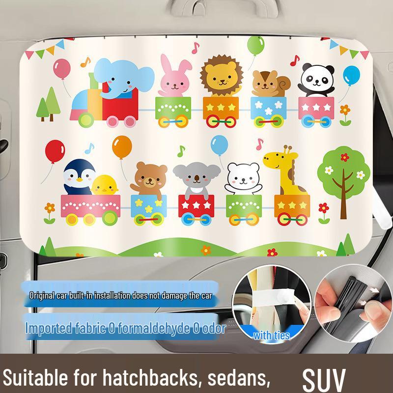 Car Sun Shade: Cartoon Animal Privacy Curtain for Baby, Heat Insulation & Blackout for Side Windows