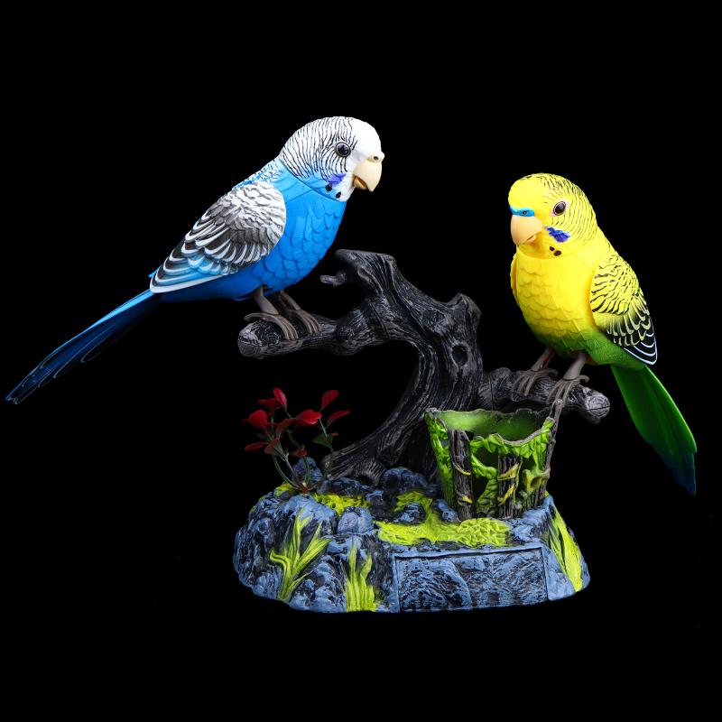 Electronic Sound Activated Motion Sensor Singing Parrot Toy With Realistic Chirping And Moving Actions For Home Decoration