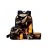 Set Tre Pezzi Stampa Dinosauro Vulcano Zaini per Ragazzo/Ragazze Miglior Regalo Cartone Animato 2D Alla Moda Borsa Scolastica per Bambini