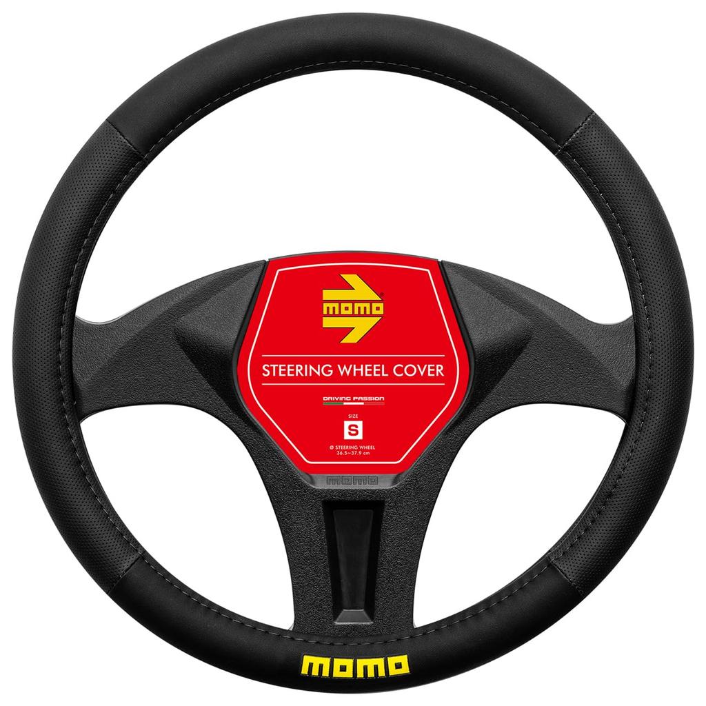 MOMO EASY Steering Wheel Size Black with Black Stitching Cover, Italy, Milan, S,