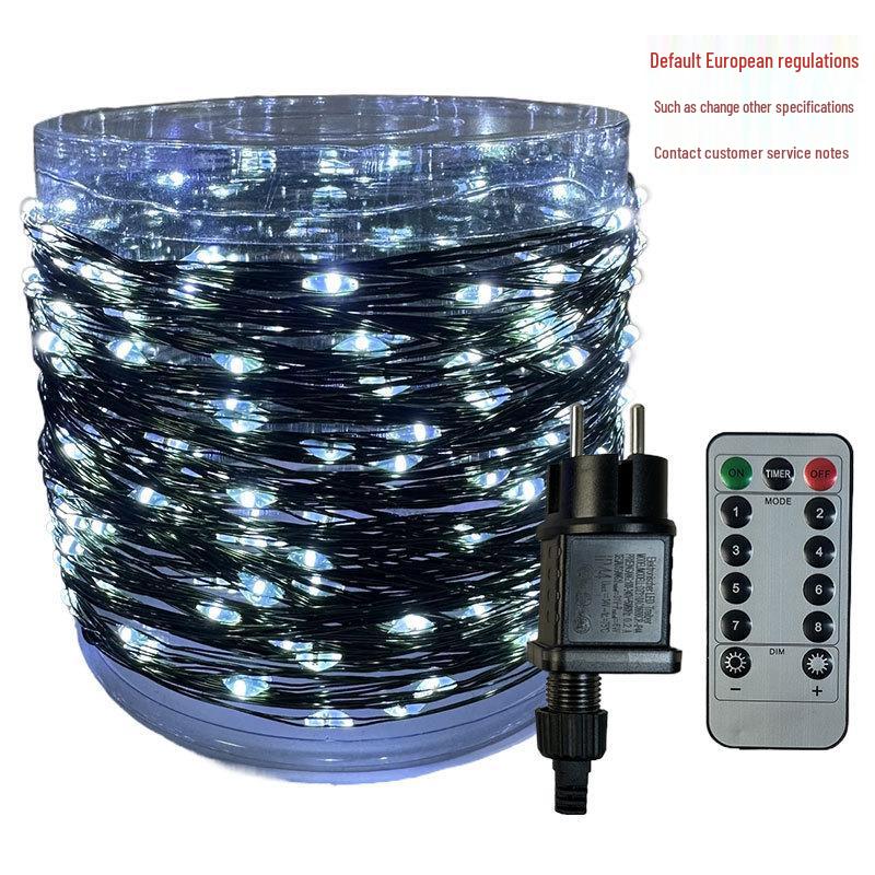 Outdoor Waterproof LED Star Christmas Fairy Lights - Copper Wire, Dark Green