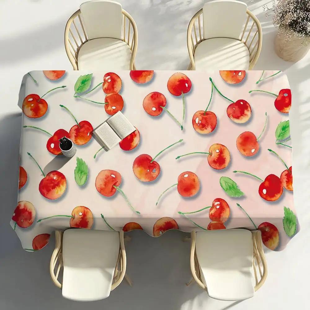 Kirschfrucht Rosa Tischdecke Party Dekoration Esszimmer Zuhause Küche Terrassen Wasserdicht Fleckenabweisend Tischdecke