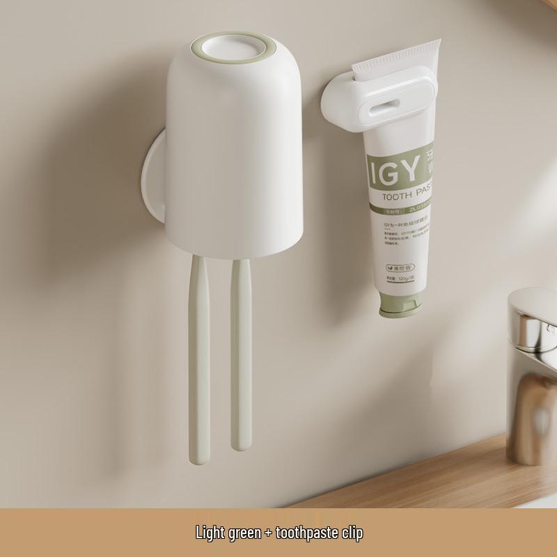 Punch-Free Wall-Mounted Toothbrush Holder & Cup Set