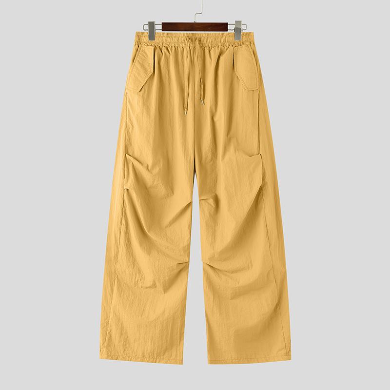 INCERUN Mens Baggy Trousers Streetwear Loose Casual Drawstring Hip Hop Joggers Wide Leg Pants