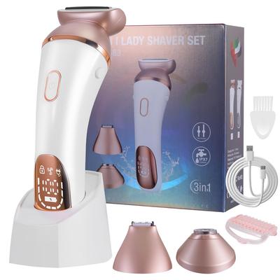 Women's Hair Remover Shaver Wet/Dry Use Underarm Intimate Area Trimmer Hair Removal Instrument Smart Rechargeable Three-Head