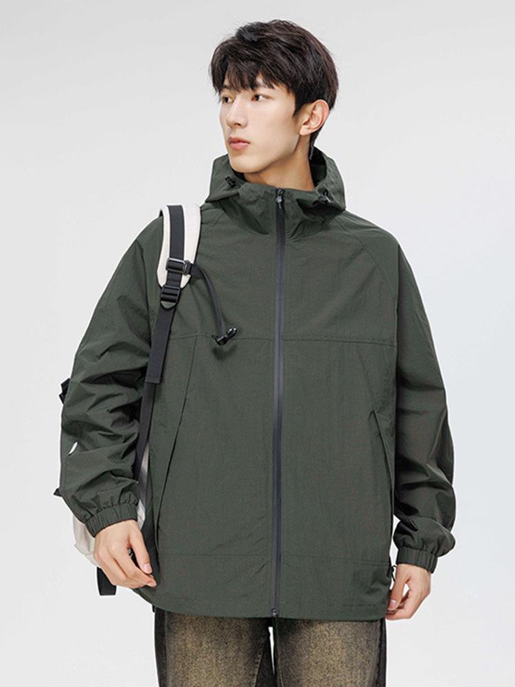 Trendy American Windbreaker Jacket - Unisex Hooded, Lightweight, Autumn/Winter, Waterproof & Breathable