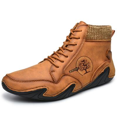 Fashion Outdoor Warm Sneakers for Men Plus Size Men's Casual Shoes Mid-top Fleece Ankle Boot Fashion Men's Loafers 2024 Lace-up Men Boot