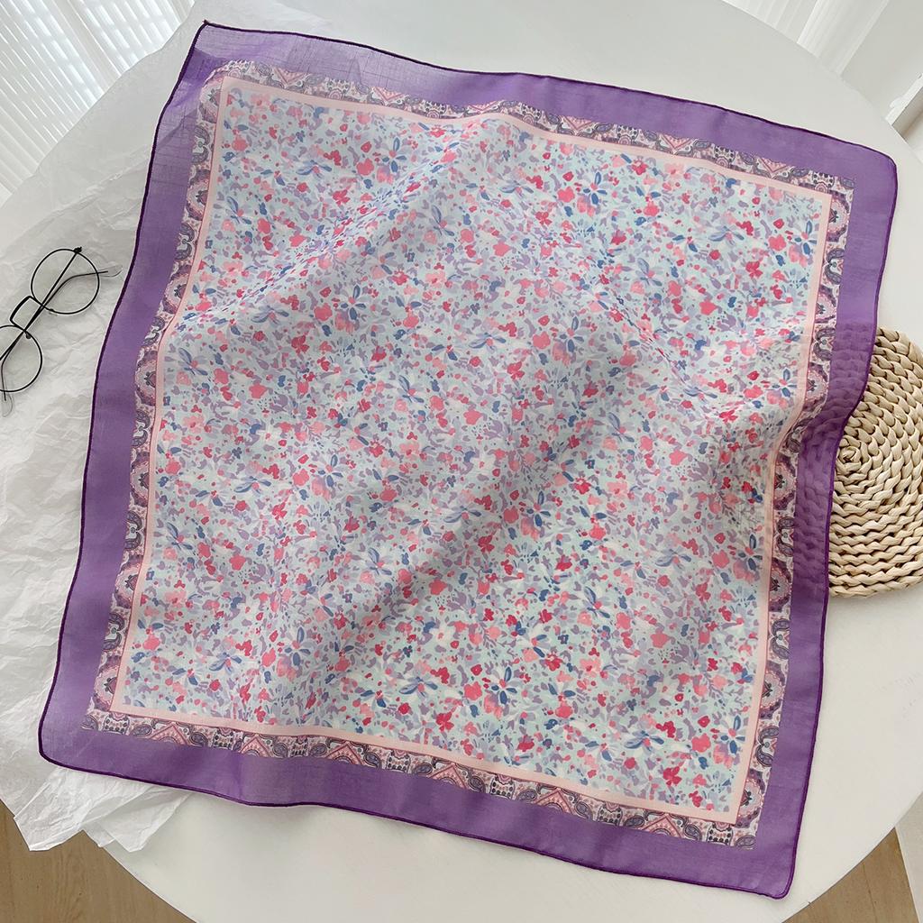 Korean Literary And Versatile Fashion Scarf Spring And Summer Cotton And Linen Small Square Scarf Silk Scarf Femininity Headband Scarf